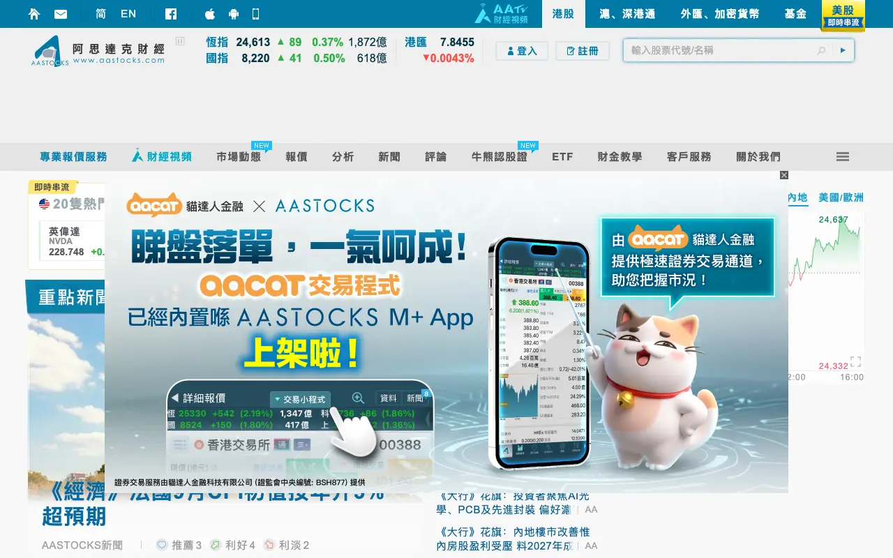 AASTOCKS: главная страница aastocks.com 30 сентября 2026