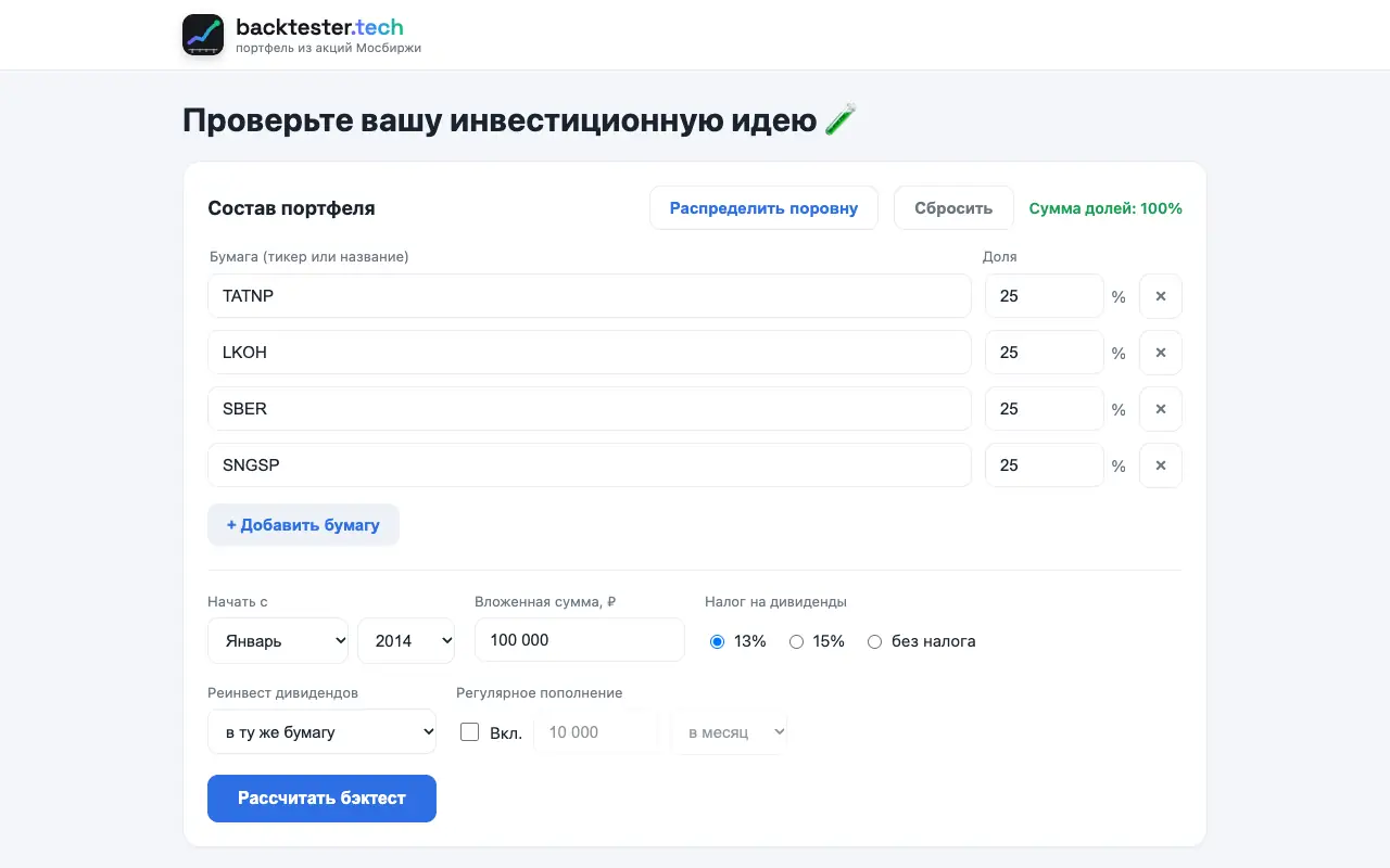 Backtester.tech: главная страница backtester.tech 30 сентября 2026