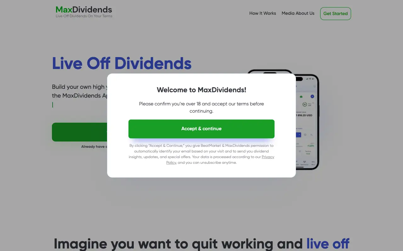 MaxDividends: главная страница maxdividends.app 30 сентября 2026