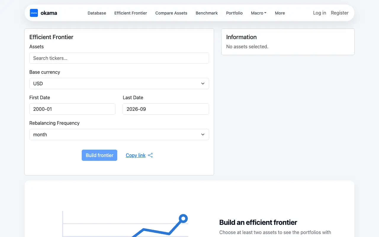 Okama: главная страница okama.io 30 сентября 2026