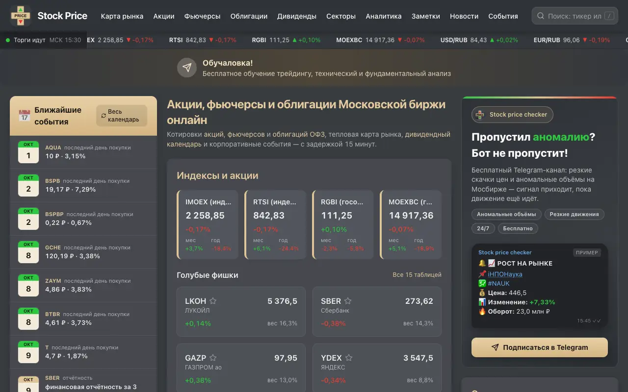 Stock Price: главная страница stockprice.rest 30 сентября 2026