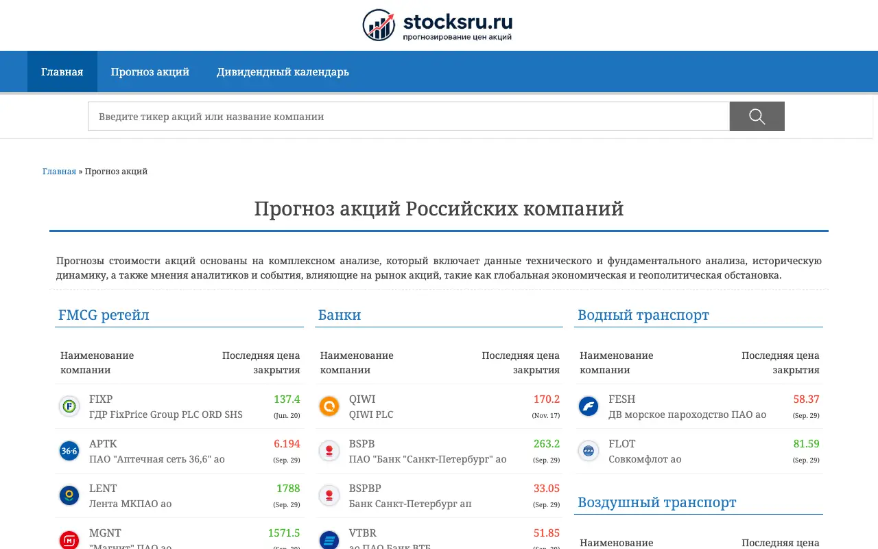 Stocksru: главная страница stocksru.ru 30 сентября 2026